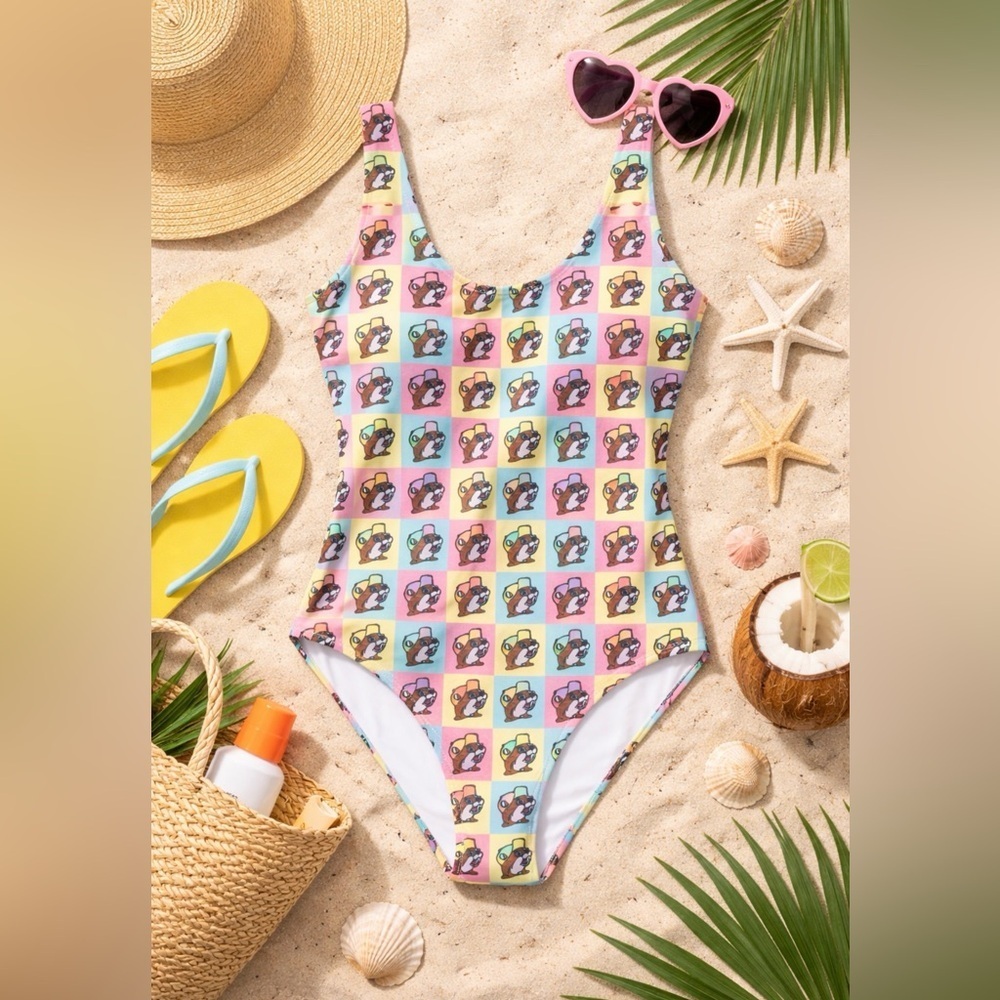 BUC-EE'S Women's One Piece Swim Suit Size XS Buc-ee Beaver All Over Print NWOT